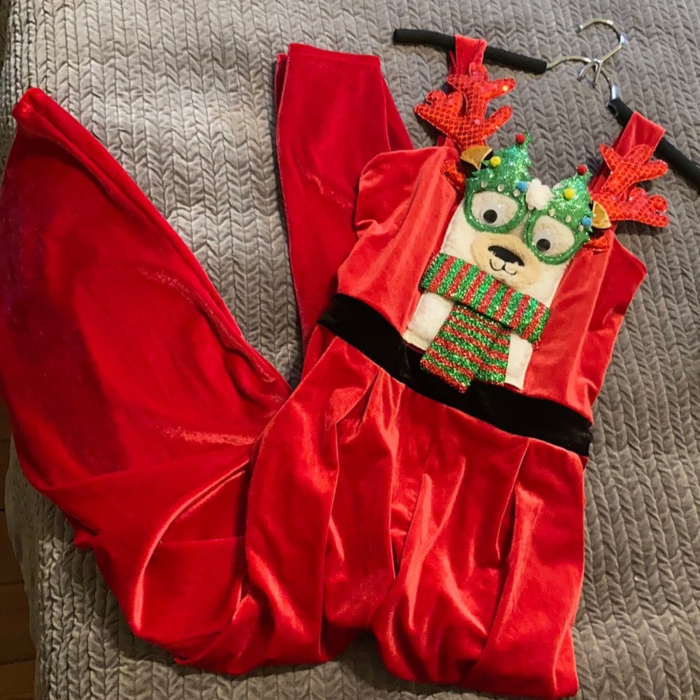 Ugly Holiday Llama Velour Sleeveless Jumpsuit